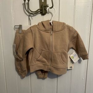 NEW George 0/3m Cozy Tan zip up Hoodie and joggers Set